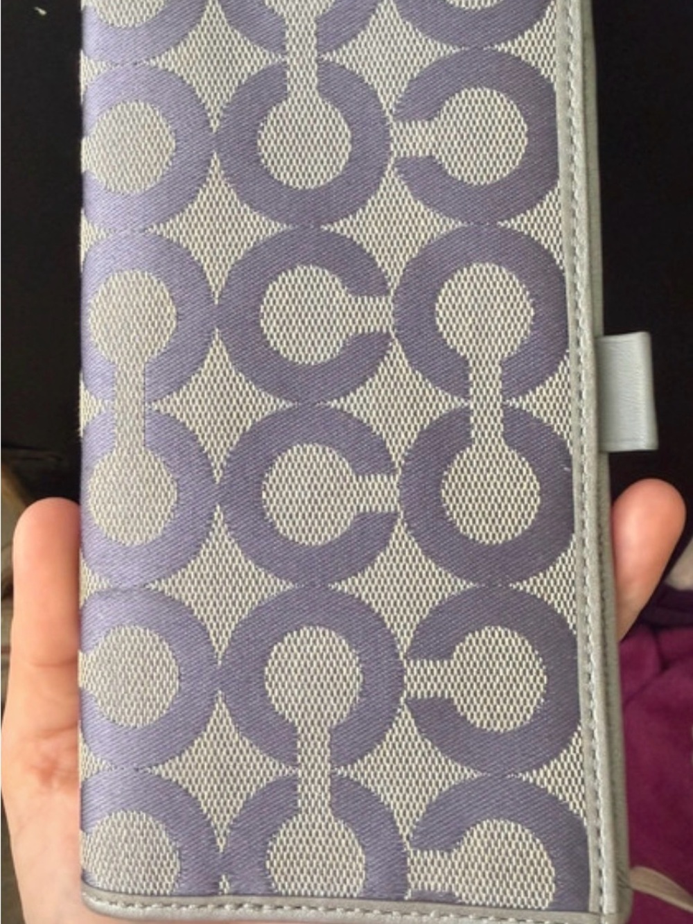 Y2K  2000 Coach Slim Leather Wallet in Light Gray
